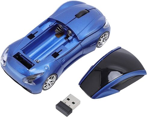 Sports Car Shaped Wireless Mouse, 1600DPI 2.4 GHz Ergonomic Cool Sport Car Optical Mouce with USB Receiver for Laptop, PC, Desktop (Pearl Blue) in Saudi Arabia