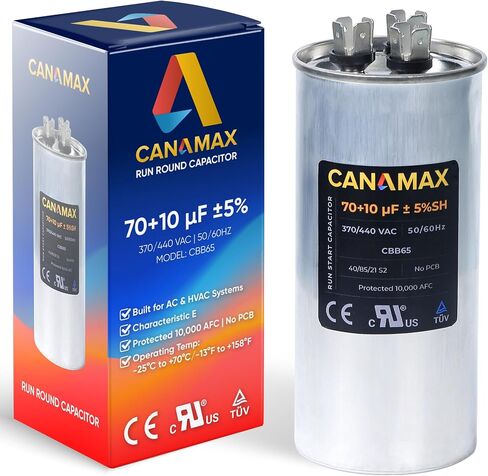 Canamax Premium 5uF mfd ±5% 370-440VAC مكثف تشغيل بيضاوي - مناسب تمامًا لتشغيل محرك التيار المتردد أو تشغيل المروحة ومكيف الهواء البارد أو المضخة الحرارية - يستبدل 97F5705 Z97F5705 97F95702 Z97F5702 in Kuwait