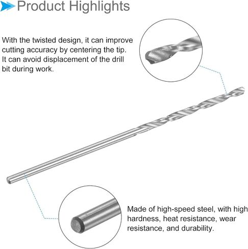 CoCud Micro Drill Bits, 0.25mm Drill Diameter 20mm Total Length, 6542 High Speed Steel Fully Ground Twist Drill Bit - (Applications: for Copper Metal Wood), 10-Pieces in Saudi Arabia