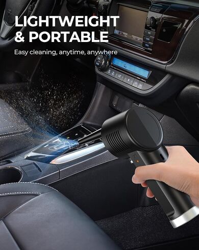 Compressed Air Duster, 36000 RPM Electric Air Can for Computer Cleaning, 8000mAh Rechargeable Cordless Blower, Keyboard Dust Destroyer with 2 Modes (Manual/Auto) - Black​ in Saudi Arabia
