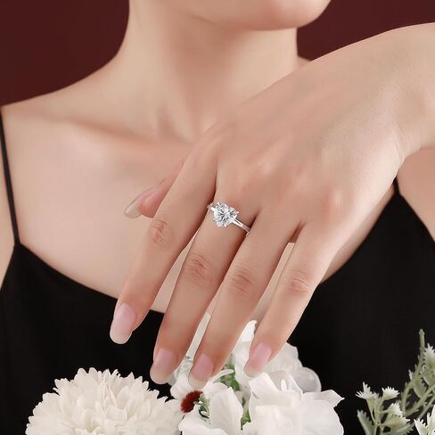 JALOKIVI 1.4CT 925 Sterling Silver Engagement Rings for Women Rose Gold Heart Cut Halo Cubic Zirconia Promise Wedding Rings Size 4 in Saudi Arabia