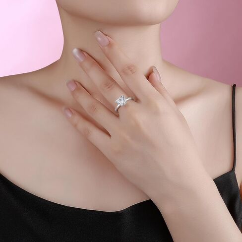 JALOKIVI 1.4CT 925 Sterling Silver Engagement Rings for Women Rose Gold Heart Cut Halo Cubic Zirconia Promise Wedding Rings Size 4 in Saudi Arabia