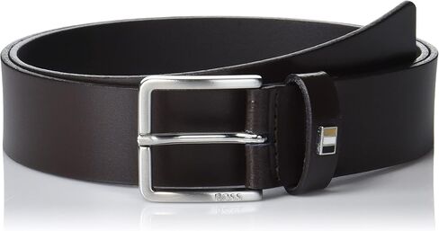 BOSS Men's Engraved Logo Leather Belt, Black Coal, 38 in Kuwait