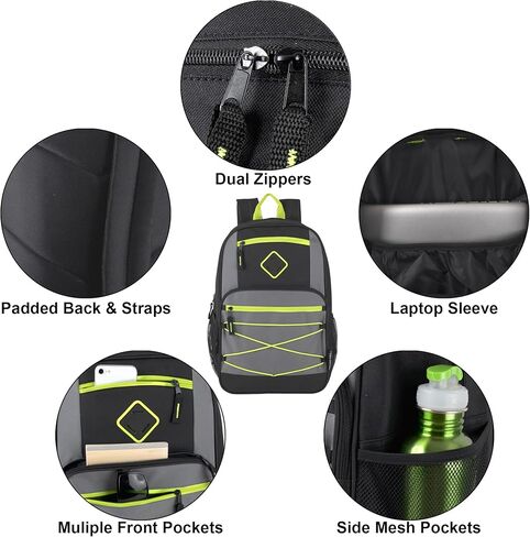 Trail maker Bulk Color Block Laptop Backpacks 24 Pack Wholesale Backpacks in Bulk for Kids Nonprofit (Male Colors Pack) in Saudi Arabia