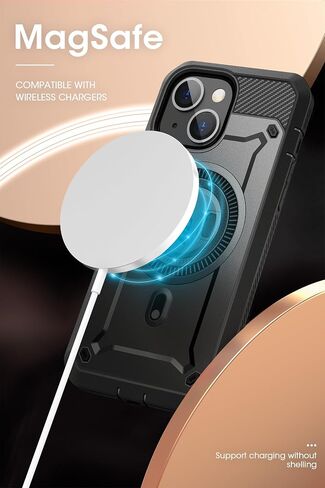 SUPCASE for iPhone 15 Case with Stand (Unicorn Beetle Pro Mag), [Built-in Screen Protector & Belt Clip] [Compatible with MagSafe] Military-Grade Magnetic Phone Case for iPhone 15/14/13, Black in Kuwait