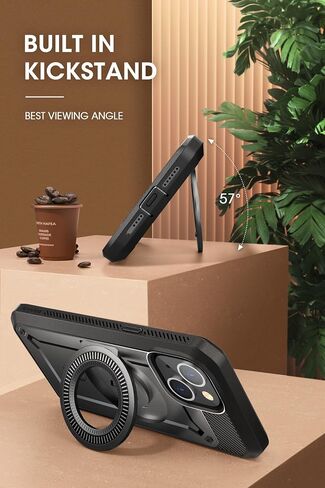SUPCASE for iPhone 15 Case with Stand (Unicorn Beetle Pro Mag), [Built-in Screen Protector & Belt Clip] [Compatible with MagSafe] Military-Grade Magnetic Phone Case for iPhone 15/14/13, Black in Kuwait