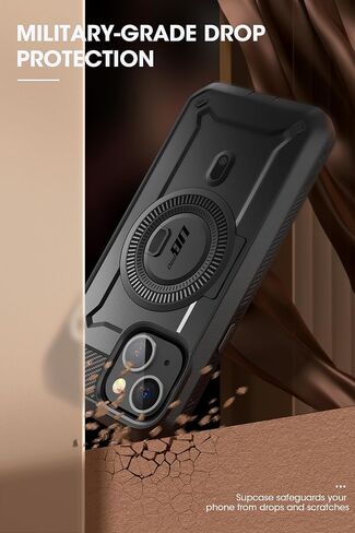 SUPCASE for iPhone 15 Case with Stand (Unicorn Beetle Pro Mag), [Built-in Screen Protector & Belt Clip] [Compatible with MagSafe] Military-Grade Magnetic Phone Case for iPhone 15/14/13, Black in Kuwait