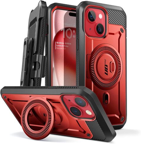 SUPCASE for iPhone 15 Case with Stand (Unicorn Beetle Pro Mag), [Built-in Screen Protector & Belt Clip] [Compatible with MagSafe] Military-Grade Magnetic Phone Case for iPhone 15/14/13, Black in Kuwait