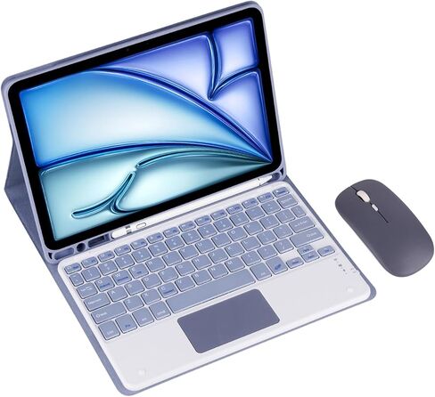 لوحة المفاتيح اللاسلكية القابلة للفصل ومغنطة مع غطاء من جلدي بادس في القلم لأجهزة iPad Mini 7/Mini 6 لوحة مفاتيح (Purple ، اللمس والماوس) in Kuwait