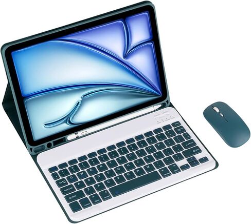 لوحة المفاتيح اللاسلكية القابلة للفصل ومغنطة مع غطاء من جلدي بادس في القلم لأجهزة iPad Mini 7/Mini 6 لوحة مفاتيح (Purple ، اللمس والماوس) in Kuwait