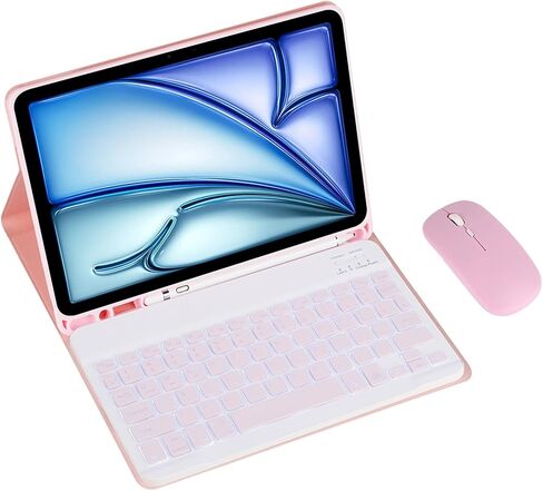لوحة المفاتيح اللاسلكية القابلة للفصل ومغنطة مع غطاء من جلدي بادس في القلم لأجهزة iPad Mini 7/Mini 6 لوحة مفاتيح (Purple ، اللمس والماوس) in Kuwait
