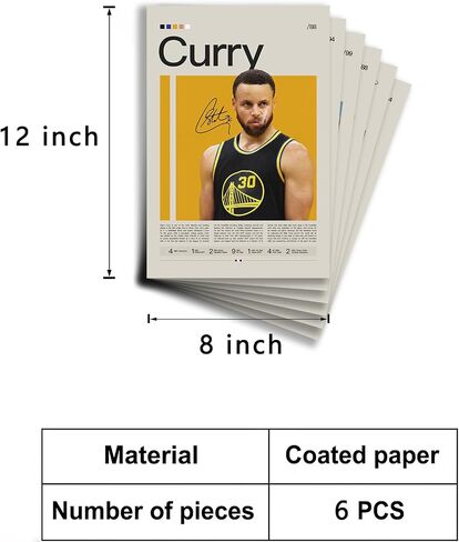 BAOGELI Stephen Curry Quote Posters Basketball Canvas Poster Wall Art Print Set of 4 Gifts for Boys Living Room Bedroom Decoration Unframed: 8x12inch in Saudi Arabia