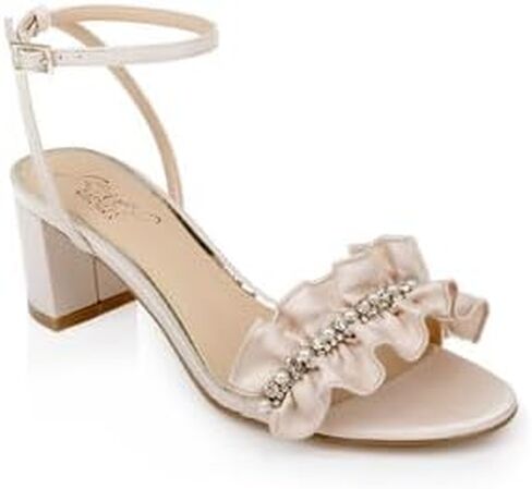 Jewel Badgley Mischka Desirie Ruffle Block Heel Sandal in Saudi Arabia