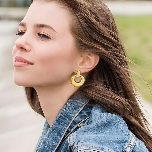Gold Hoop Earrings, 18K Gold Plated Earrings for Women, Hypoallergenic Gold Earrings with 925 Sterling Silver Posts, Small Hoop Earrings for Anniversary, Birthday in Saudi Arabia