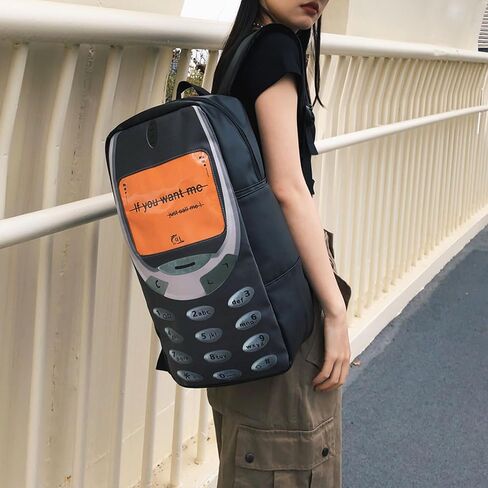 Teclado Fashion Backpack Personality Spoof Mobile Phone Style Casual Vintage Bookbags Lightweight Travel Daypacks (Black) in Saudi Arabia