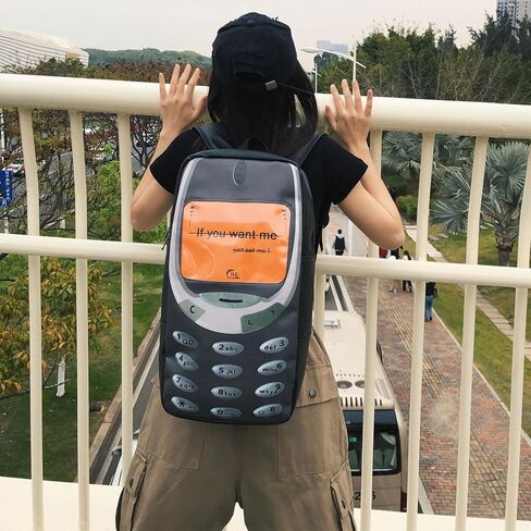 Teclado Fashion Backpack Personality Spoof Mobile Phone Style Casual Vintage Bookbags Lightweight Travel Daypacks (Black) in Saudi Arabia