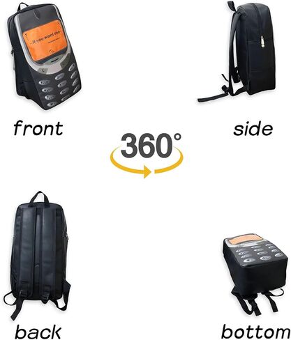 Teclado Fashion Backpack Personality Spoof Mobile Phone Style Casual Vintage Bookbags Lightweight Travel Daypacks (Black) in Saudi Arabia