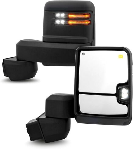 AKKON - Fit 2019-2023 Chevy Silverado/GMC Sierra 2500HD 3500HD Towing Mirror Power Heated Turn Signal Bling Spot Light Temp Sensor Black in Kuwait