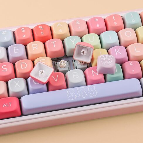 Tsungup PBT Rainbow Candy Keycaps,126 Keys MOA Cute Gummy Bear Custom Keycaps 100 Percent Keyboard,Dye Sublimation Key Caps Keyboard Keycap Set for MX Switches Mechanical in Kuwait
