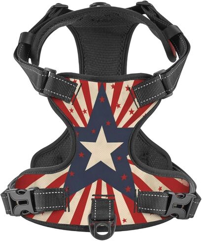 Dog Harness for Large Dogs with Leash No Pull 2 Leash Clips, Adjustable Soft American Flag Firefighter Cross Axe Dog Vest Set Large Size in Kuwait