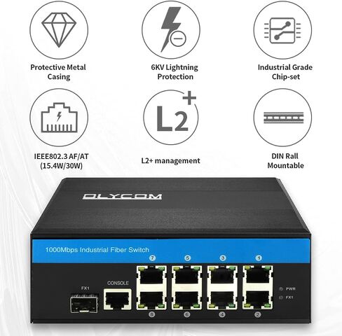 9port Industrial Managed SFP Switch 8 X Gigabit Ports 1 X SFP Slot DIN-Rail Mount IP40 with Vlan Qos LACP STP/RSTP L2 Management in Saudi Arabia