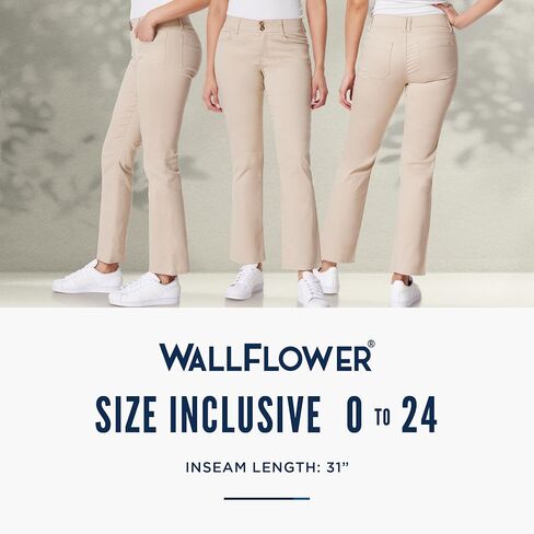 WallFlower Women's Juniors InstaSoft Luscious Curvy Mid Rise Uniform Bootcut Pants, Hummus, 3 in Saudi Arabia