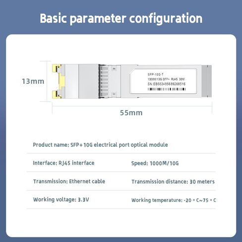 1.25G SFP-T Fiber Transceiver, Copper SFP to RJ45 Optical Module Auto-Negotiation, 10GBase SR, fit for Intel in Kuwait