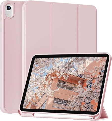 Kenke for iPad (A16) الجيل الحادي عشر 11 بوصة 2025/ iPad 10th Generation 10.9 بوصة 2022 العلبة مع حامل القلم الرصاص ، غطاء واقعي Slim Trifold مع ظهر TPU الناعم ، يدعم معرف اللمس ، الوردي in Kuwait