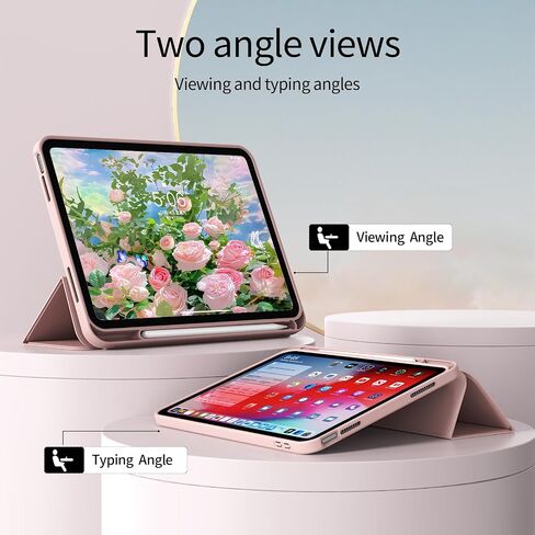 Kenke for iPad (A16) الجيل الحادي عشر 11 بوصة 2025/ iPad 10th Generation 10.9 بوصة 2022 العلبة مع حامل القلم الرصاص ، غطاء واقعي Slim Trifold مع ظهر TPU الناعم ، يدعم معرف اللمس ، الوردي in Kuwait