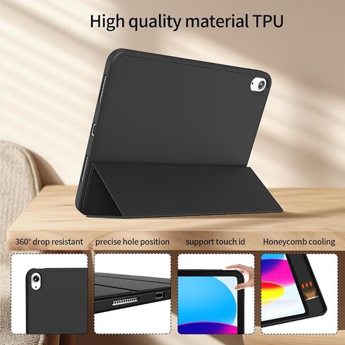 Kenke for iPad (A16) الجيل الحادي عشر 11 بوصة 2025/ iPad 10th Generation 10.9 بوصة 2022 العلبة مع حامل القلم الرصاص ، غطاء واقعي Slim Trifold مع ظهر TPU الناعم ، يدعم معرف اللمس ، الوردي in Kuwait