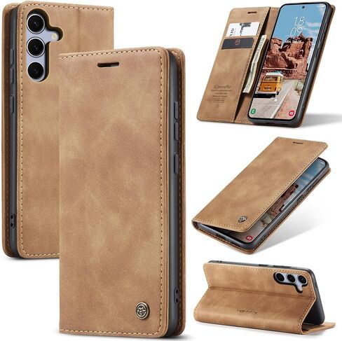 متوافق مع Samsung Galaxy S25 5G Case مع حامل البطاقة ، كيكستاند واقي فوليو محفظة الجلود من Galaxy S25 5G 6.2 بوصة (حمراء النبيذ) in Kuwait