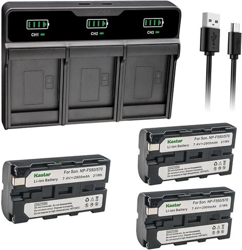 Kastar 3-Pack Battery and Triple Charger Replacement for Sony NP-F330 NP-F530 NP-F550 NP-F570 Battery in Saudi Arabia