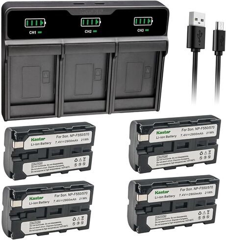 Kastar 3-Pack Battery and Triple Charger Replacement for Sony NP-F330 NP-F530 NP-F550 NP-F570 Battery in Saudi Arabia
