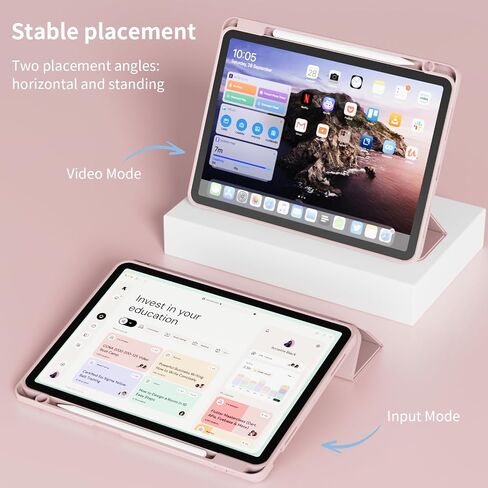 for Case for iPad Air 11 Inch M3/M2 (2025, 2024), iPad Air 5th/4th Generation (2022/2020 10.9-Inch) with Pencil Holder,Slim Protective Smart Cover, Auto Sleep/Wake, Soft TPU Back, Pink in Saudi Arabia