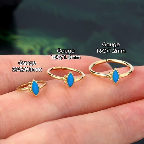 COCHARM 14k أقراط اللولب الذهبية الصلبة متمحور Daith القرط 16 مقياس تشيكوسلوفاكيا محارة هوب للنساء 8 مللي متر 10 مللي متر 12 مللي متر in Saudi Arabia