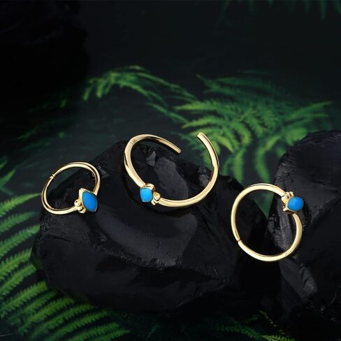 COCHARM 14k أقراط اللولب الذهبية الصلبة متمحور Daith القرط 16 مقياس تشيكوسلوفاكيا محارة هوب للنساء 8 مللي متر 10 مللي متر 12 مللي متر in Saudi Arabia
