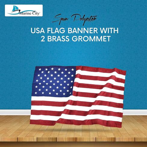 MARINE CITY American Flag Luxury Embroidered Stars and Double Stitched Sewn Stripes Polyester US Flags with Canvas Header and 2 Metal Grommets 20 x 30 Inches for Marines Boats Yachts (Pack of 1) in Saudi Arabia