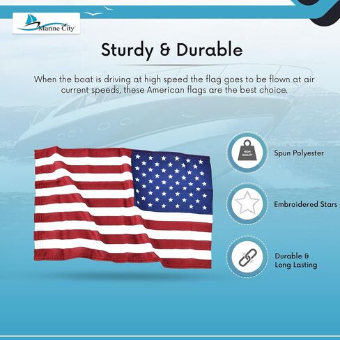 MARINE CITY American Flag Luxury Embroidered Stars and Double Stitched Sewn Stripes Polyester US Flags with Canvas Header and 2 Metal Grommets 20 x 30 Inches for Marines Boats Yachts (Pack of 1) in Saudi Arabia