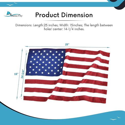 MARINE CITY American Flag Luxury Embroidered Stars and Double Stitched Sewn Stripes Polyester US Flags with Canvas Header and 2 Metal Grommets 20 x 30 Inches for Marines Boats Yachts (Pack of 1) in Saudi Arabia
