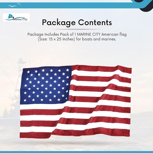 MARINE CITY American Flag Luxury Embroidered Stars and Double Stitched Sewn Stripes Polyester US Flags with Canvas Header and 2 Metal Grommets 20 x 30 Inches for Marines Boats Yachts (Pack of 1) in Saudi Arabia