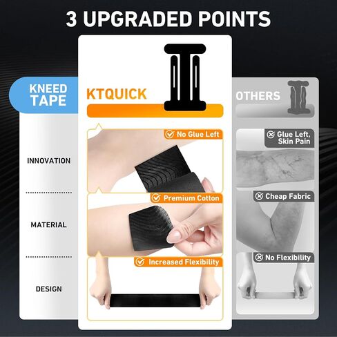 12 Count Kinesiology Tape for Elbow, Pre-Cut Waterproof KTquick Elbow Tape for Elbow Pain Relief Pre Cut, Original Cotton Athletic Tape, Durable Knee Tape for Sports and Long-Lasting Support (Black) in Saudi Arabia