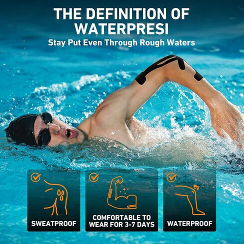 12 Count Kinesiology Tape for Elbow, Pre-Cut Waterproof KTquick Elbow Tape for Elbow Pain Relief Pre Cut, Original Cotton Athletic Tape, Durable Knee Tape for Sports and Long-Lasting Support (Black) in Saudi Arabia