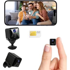 4G LTE Hidden Camera, Cellular Security Camera No WiFi with 4G SIM Card, 4K HD Portable No WiFi Security Spy Camera, 160° Wide View, with Night Vision, Motion Detection Alert App Control