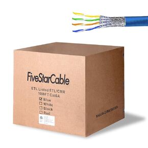 CAT6A SFTP 1000 قدم CMR RISER في الجدار تقييم 23AWG الصلبة الموصل النحاس النحاس مركزي سلك إيثرنت (1000 قدم ، الأزرق)