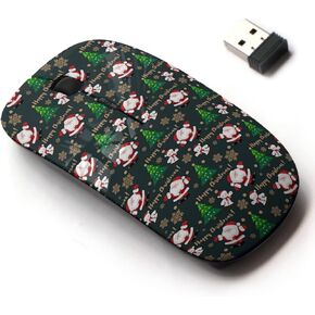 2.4G Wireless Mouse with Cute Pattern Design for All Laptops and Desktops with Nano Receiver - Christmas Santa Claus