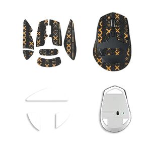 Mouse Grip Tape for Logitech M720, Rounded Curved Edges Mouse Feet Skates,Self-Adhesive PreCut Sweat-Resistant Professional Mice Upgrade Kit(Foot pad + Black-Gold Mouse Tape)