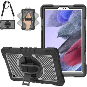 FANSONG Case for Samsung Galaxy Tab A7 Lite 8.7 Inch 2021- Heavy Duty Shockproof Protective Case with Screen Protector and Hand/Shoulder Straps for Galaxy Tab A7 Lite SM-T200/T220 for Kids,Red