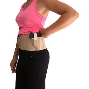 Women's Belly Band Gun Holster wtih Dual Magazine Holster Cross Draw - Right or Left Hand - Any Gun - Any Clothing