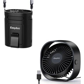 EasyAcc USB Desk Fan + Clip على مروحة إعادة الشحن