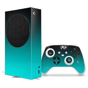 WraptorSkinz Skin Decal Vinyl Wrap compatible with the XBOX Series S Console and Controller Smooth Fades Neon Teal Black (GAMING CONSOLE NOT INCLUDED)